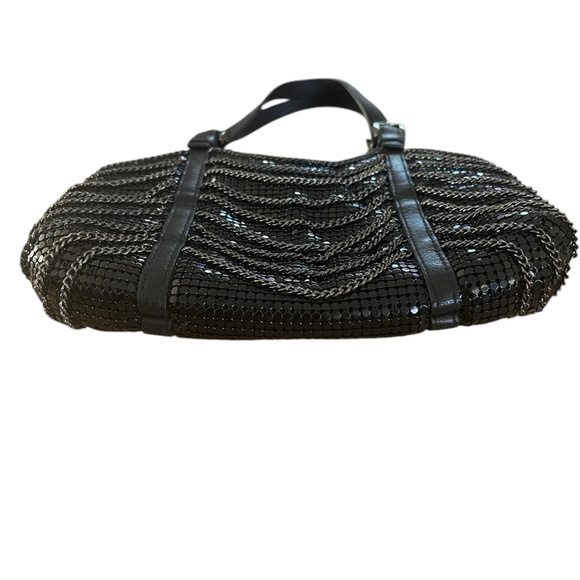 WHITING & DAVIS Chainmail Black Leather, Mesh, & Chain Mini Handbag Evening Bag - Picture 10 of 14